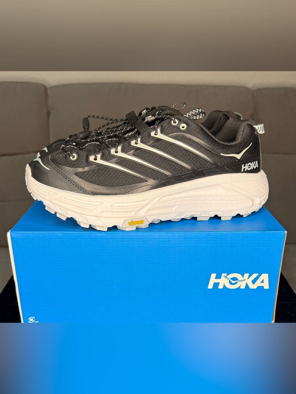 HOKA Mafate Three2 Vibram Black Cosmic Grey Unisex 10.5M 11.5W (161)